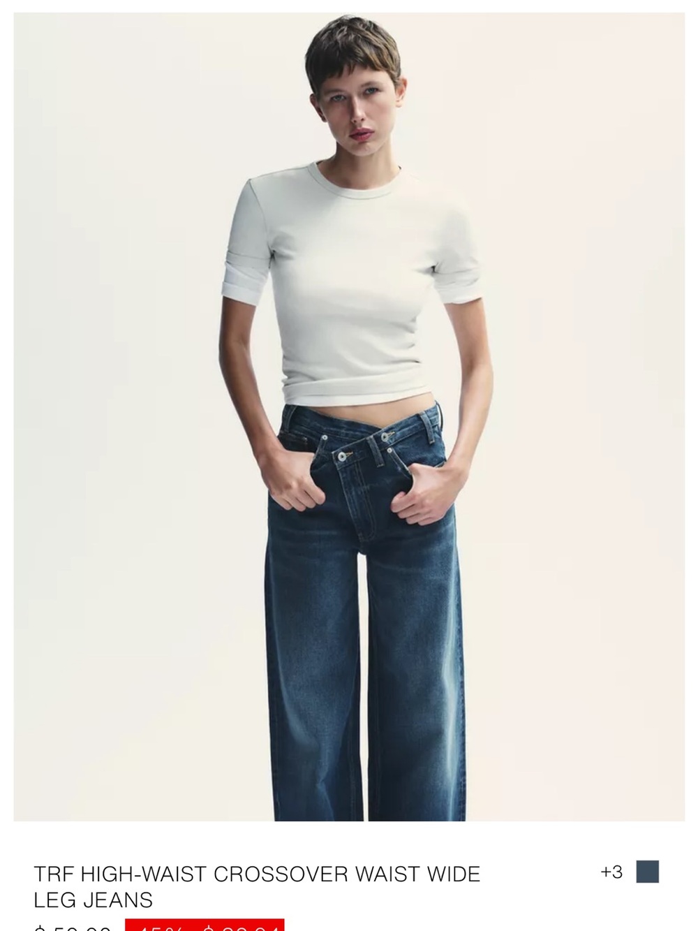 High-Waist Crossover Waist Wide Leg Jeans